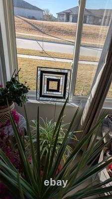 Incredible Find-elite Modern Day Stained Glass Art! Blk/ Wht/clr. Beautifully Zen