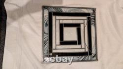 Incredible Find-elite Modern Day Stained Glass Art! Blk/ Wht/clr. Beautifully Zen