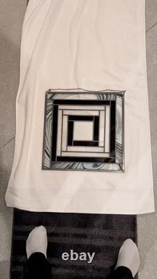 Incredible Find-elite Modern Day Stained Glass Art! Blk/ Wht/clr. Beautifully Zen