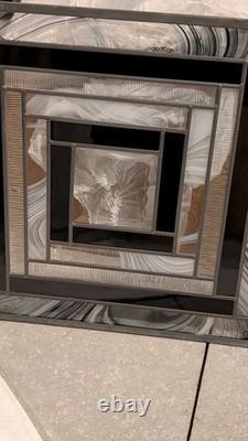 Incredible Find-elite Modern Day Stained Glass Art! Blk/ Wht/clr. Beautifully Zen