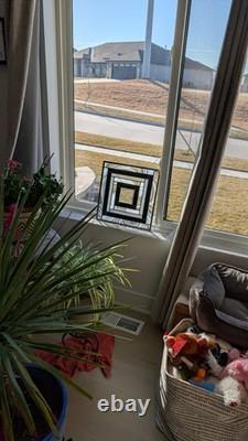 Incredible Find-elite Modern Day Stained Glass Art! Blk/ Wht/clr. Beautifully Zen