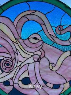 Incredible! Octopus Stained Glass Suncatcher or Window Panel 22 with Hooks