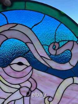 Incredible! Octopus Stained Glass Suncatcher or Window Panel 22 with Hooks