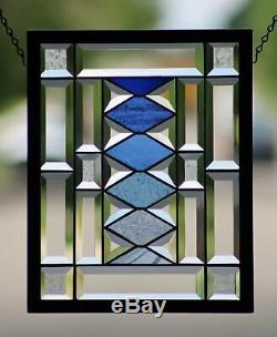 Inspirationel Blues Beveled Stained Glass Window Panel