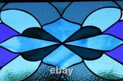 Iridized Stained Glass Panel. Modern Blue Stars Design. Beveled Window Hanging