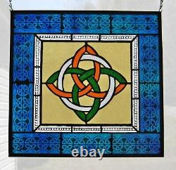 Irish Colors Celtic Knot Windshop Stained Glass Panel 15.75 x 15 variation #2