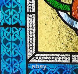 Irish Colors Celtic Knot Windshop Stained Glass Panel 15.75 x 15 variation #2