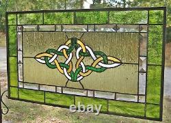 Irish Colors Celtic Knot design Windshop Stained Glass Panel 14.5 x 25