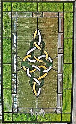 Irish Colors Celtic Knot design Windshop Stained Glass Panel 14.5 x 25