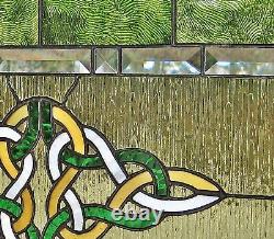 Irish Colors Celtic Knot design Windshop Stained Glass Panel 14.5 x 25