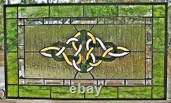 Irish Colors Celtic Knot design Windshop Stained Glass Panel 14.5 x 25