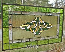 Irish Colors Celtic Knot design Windshop Stained Glass Panel 14.5 x 25