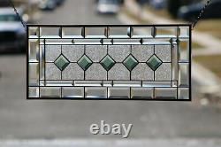 Jade -Beveled Stained Glass Window Panel- Hanging 28 3/8 x 12 1/2