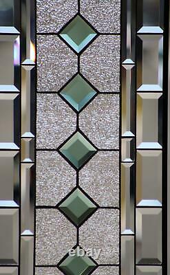Jade -Beveled Stained Glass Window Panel- Hanging 28 3/8 x 12 1/2