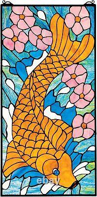 Katlot Stained Glass Panel Asian Koi Fish Stained Glass Window Hangings