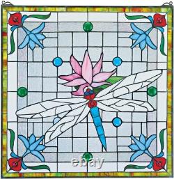 Katlot Stained Glass Panel Dragonfly Pond Stained Glass Window Hangings