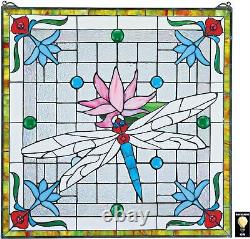 Katlot Stained Glass Panel Dragonfly Pond Stained Glass Window Hangings