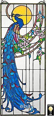 Katlot Stained Glass Panel -Peacock's Sunset Stained Glass Window Hangings