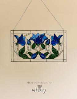 Knightshayes Flowers Vines Handcrafted Pieces Tiffany Stained Glass 21x12 in