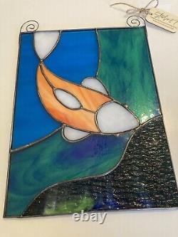 Koi Goldfish Stained Glass Window Panel Handcrafted USA By Studio27glass