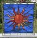 LARGE 20.25 Square Stained Glass Window Panel Sun Abstract Art Vintage