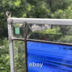 LARGE 20.25 Square Stained Glass Window Panel Sun Abstract Art Vintage