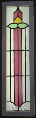 LARGE OLD ENGLISH LEADED STAINED GLASS WINDOW Tall Side Panel 12.25 x 41.75