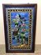 LARGE Stained Glass Hanging Window Panel Roses Flowers Floral Slag Glass Wood