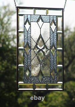 LAST one- OH BOY-Beveled Stained Glass Window Panel24 5/8 x 14 1/2