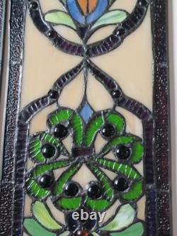 LOT of 3 Stained Glass Transom window HANGING PANEL 53 X 17 CM incl hooks