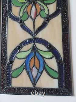 LOT of 3 Stained Glass Transom window HANGING PANEL 53 X 17 CM incl hooks