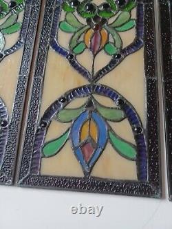 LOT of 3 Stained Glass Transom window HANGING PANEL 53 X 17 CM incl hooks