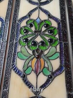 LOT of 3 Stained Glass Transom window HANGING PANEL 53 X 17 CM incl hooks