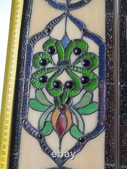 LOT of 3 Stained Glass Transom window HANGING PANEL 53 X 17 CM incl hooks