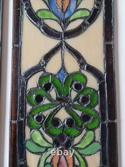 LOT of 3 Stained Glass Transom window HANGING PANEL 53 X 17 CM incl hooks
