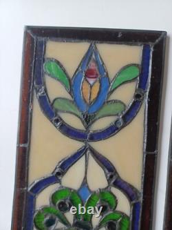 LOT of 3 Stained Glass Transom window HANGING PANEL 53 X 17 CM incl hooks