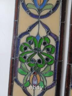 LOT of 3 Stained Glass Transom window HANGING PANEL 53 X 17 CM incl hooks