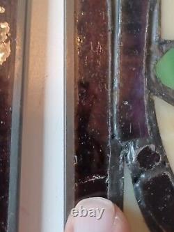 LOT of 3 Stained Glass Transom window HANGING PANEL 53 X 17 CM incl hooks