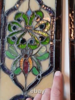 LOT of 3 Stained Glass Transom window HANGING PANEL 53 X 17 CM incl hooks