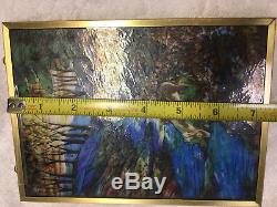 LOUIS C. TIFFANY Glassmasters Suncatcher Stained Glass Style Panel Deer in Woods