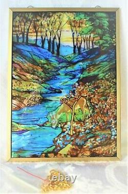 LOUIS TIFFANY Stained Glass TIFFANY FAWN Window Suncatcher Guild Panel withHanger