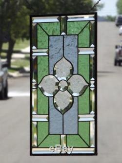 LOVE BLOOMSBeveled Stained Glass Window Panel 21 ½ x 11 ½