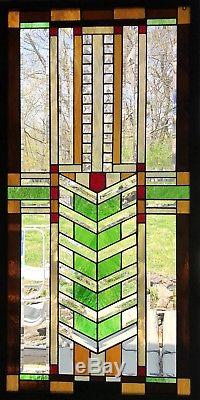 Large 20.5 x 40.5 Tiffany Style Arts & Crafts Stained Glass Window Panel