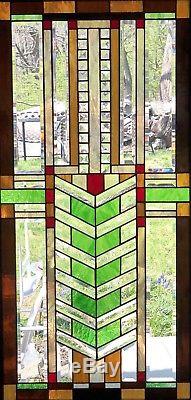 Large 20.5 x 40.5 Tiffany Style Arts & Crafts Stained Glass Window Panel
