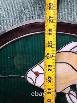 Large 27 X 18 Stained Glass Window Panel Turtle/ Fish/ Crab Themed Hanging Loop