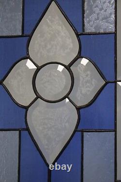 Large Beveled Stained Glass Panel window hanging 24 3/4X12 3/4