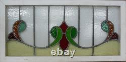 Large Pretty Transom Old English Leaded Stained Glass Window 35.25 X 17.25