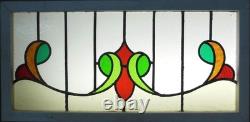 Large Pretty Transom Old English Leaded Stained Glass Window 35.25 X 17.25