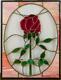 Large Red Rose Stained Glass Window Panel Ready to Hang hk