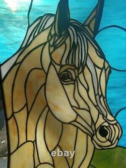 Large Stained Glass Panel of Horse